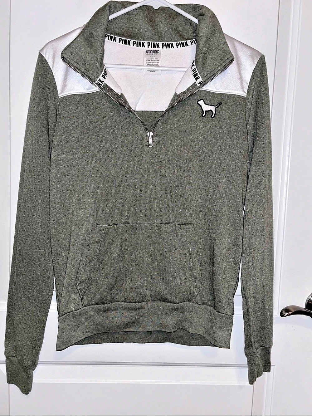 Victoria’s Secret PINK Color Block Pullover in Green & White